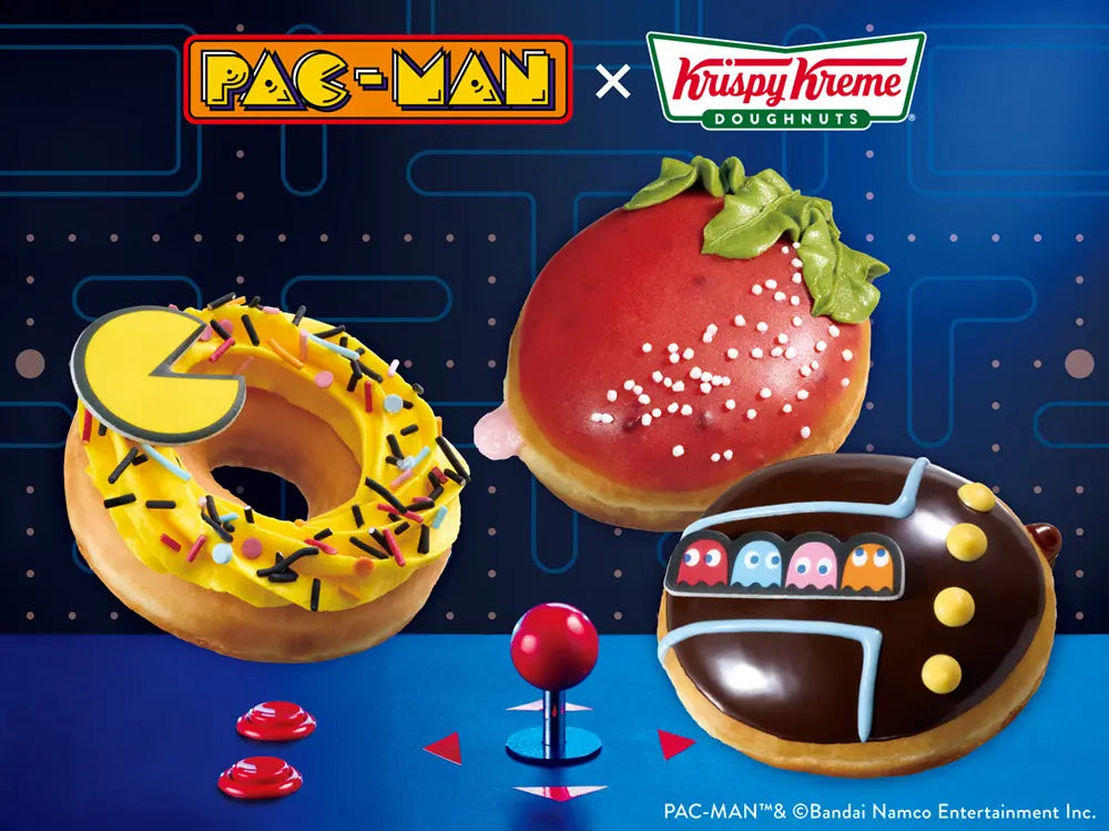 「PAC-MAN × Krispy Kreme Doughnuts」レトロポップなゲームの世界を味わうドーナツ3種が、2025年5月14日(水)より期間限定で販売決定！