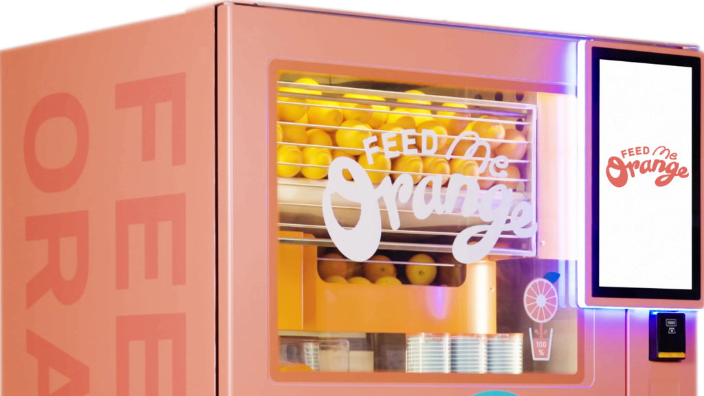 フレッシュな搾りたてオレンジジュースがたのしめる自動販売機「Feed ME Orange」が中部エリアに初進出！